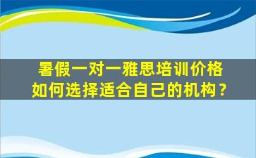 暑假一对一雅思培训价格 如何选择适合自己的机构？